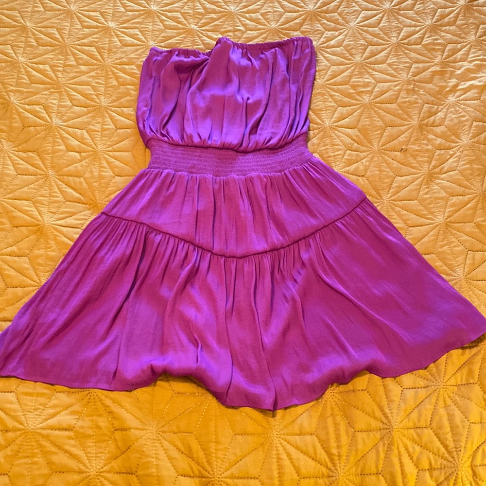 Fuchsia Colored Naked Zebra Strapless Mini Dress